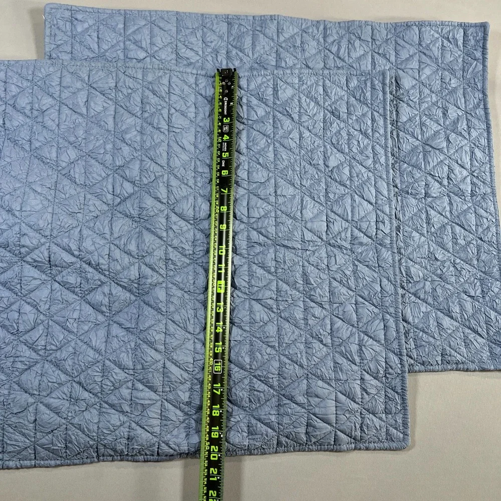 Set Of 2 Levtex Home Pillow Sham Standard Blue Quilted Diamond Bedding Cover